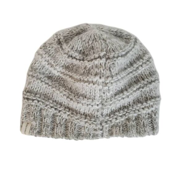 Screamer Hand Knit Space Dye Fleece Lined Button Beanie Hat White Gray One Size - Picture 2 of 9